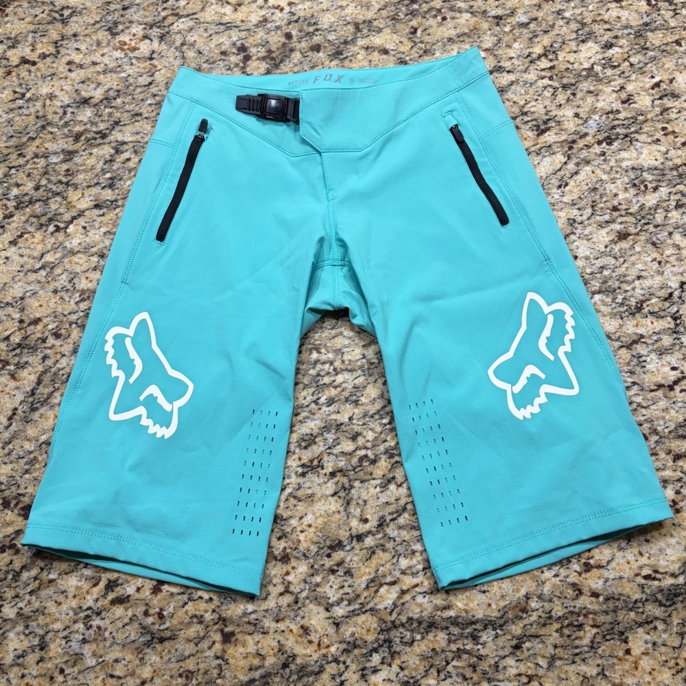 Fox Racing Defend MTB Shorts Mens S Teal Mountain Bike Cycling Ratchet Waist ws